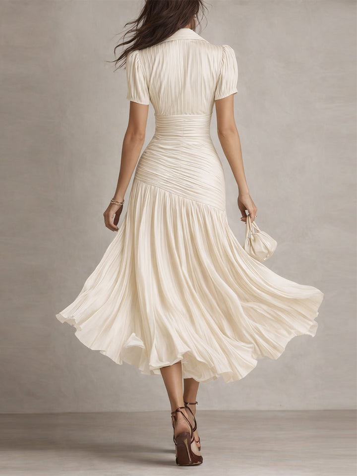 Rosalyn | Pleated Striped Midi Dress