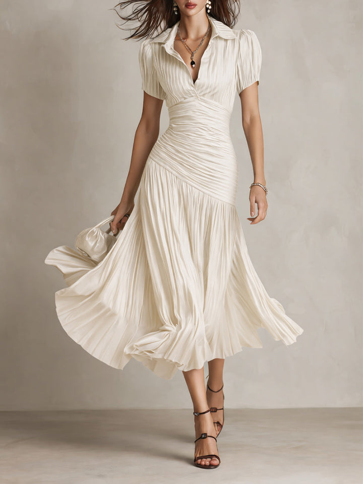 Rosalyn | Pleated Striped Midi Dress