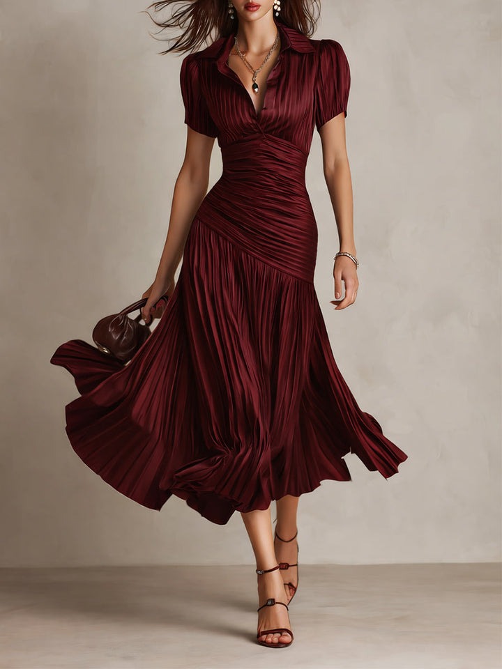Rosalyn | Pleated Striped Midi Dress
