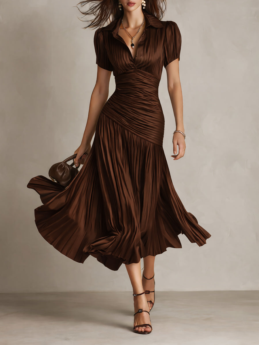 Rosalyn | Pleated Striped Midi Dress