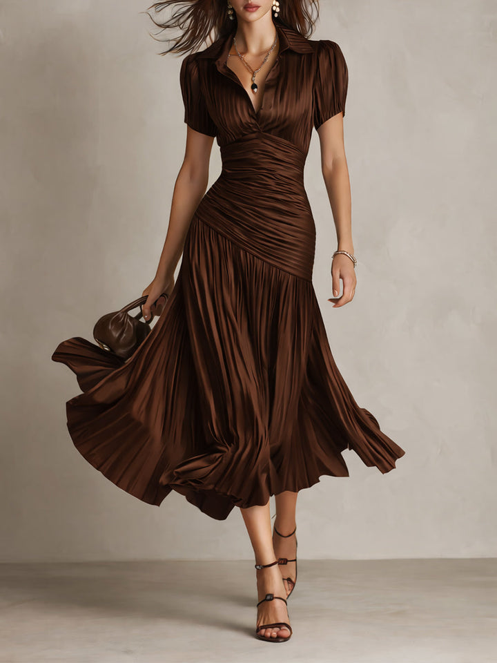 Rosalyn | Pleated Striped Midi Dress