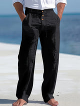 Nico | Men's Linen Drawstring Button-Placket Trousers