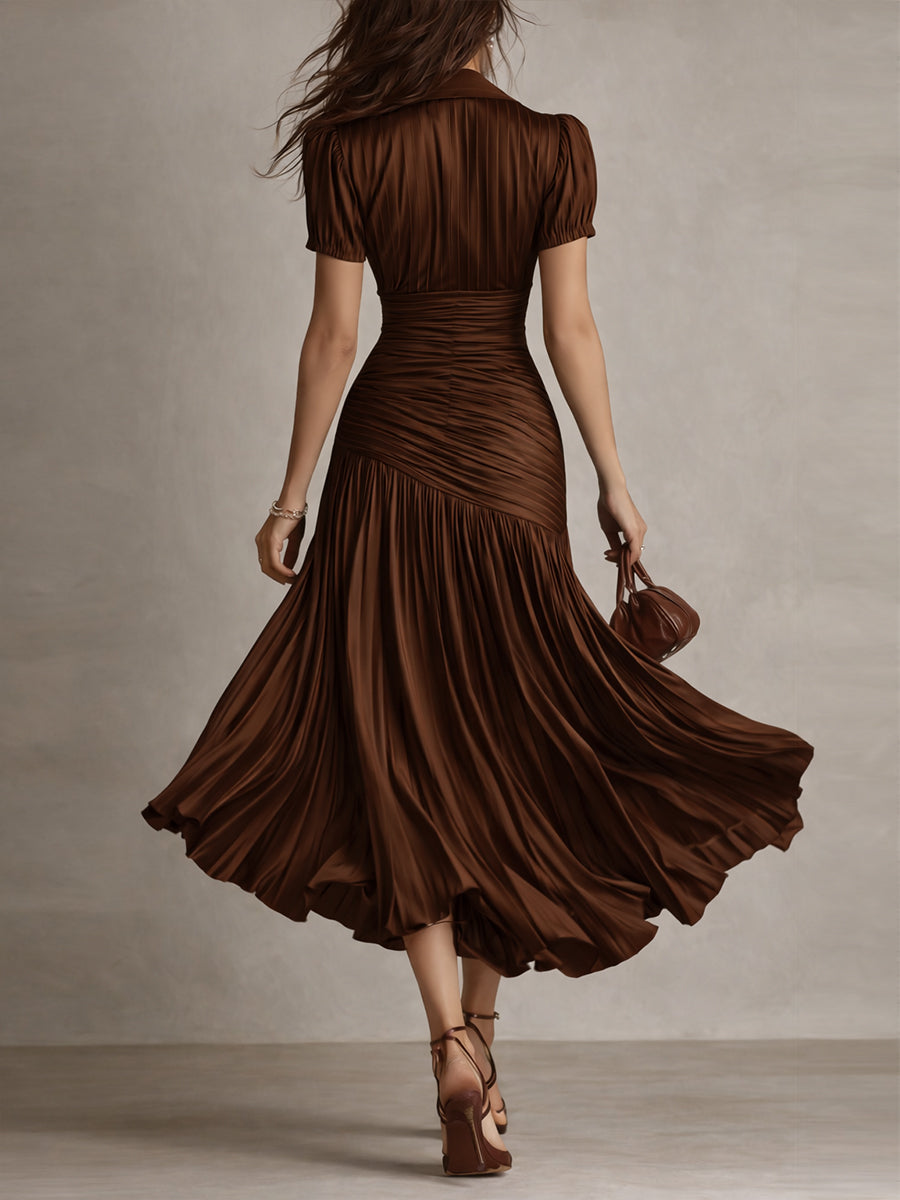 Rosalyn | Pleated Striped Midi Dress
