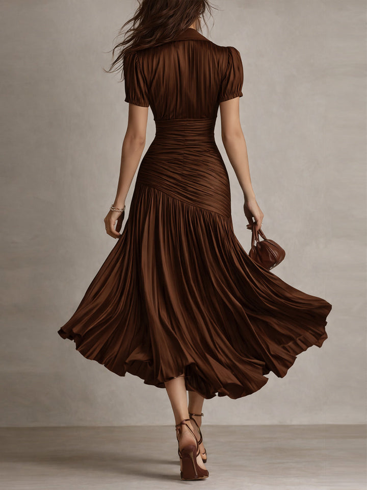 Rosalyn | Pleated Striped Midi Dress