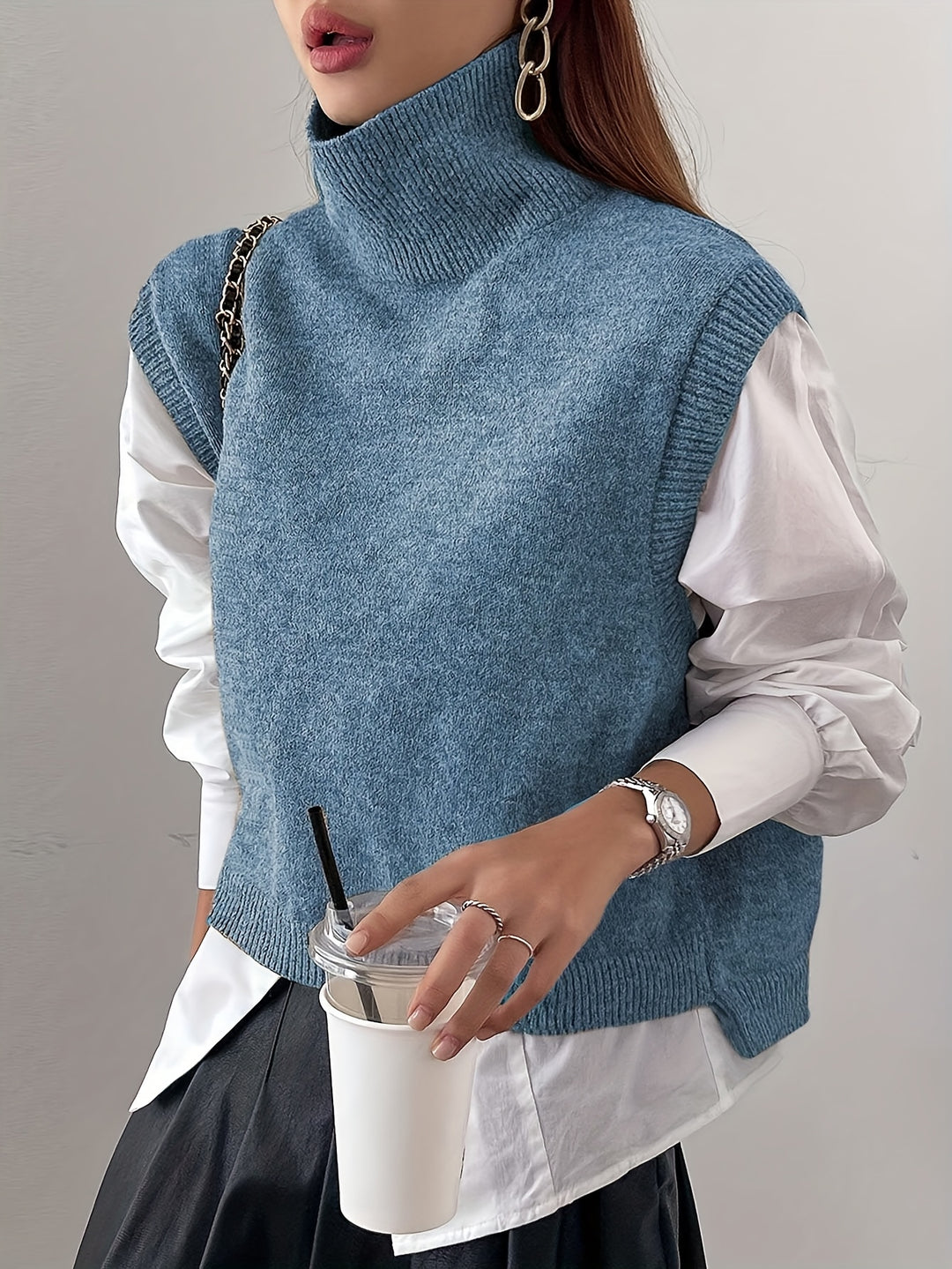 Elspeth | Elegant High-Neck Sweater Vest
