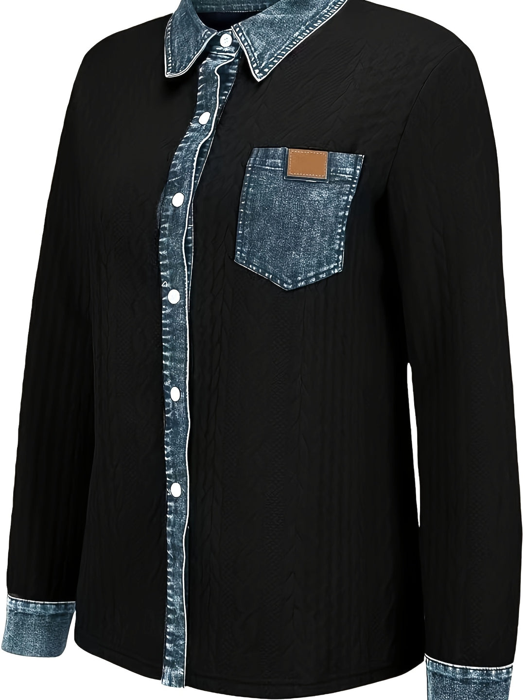 Sybil | Textured Contrast-Trim Shirt