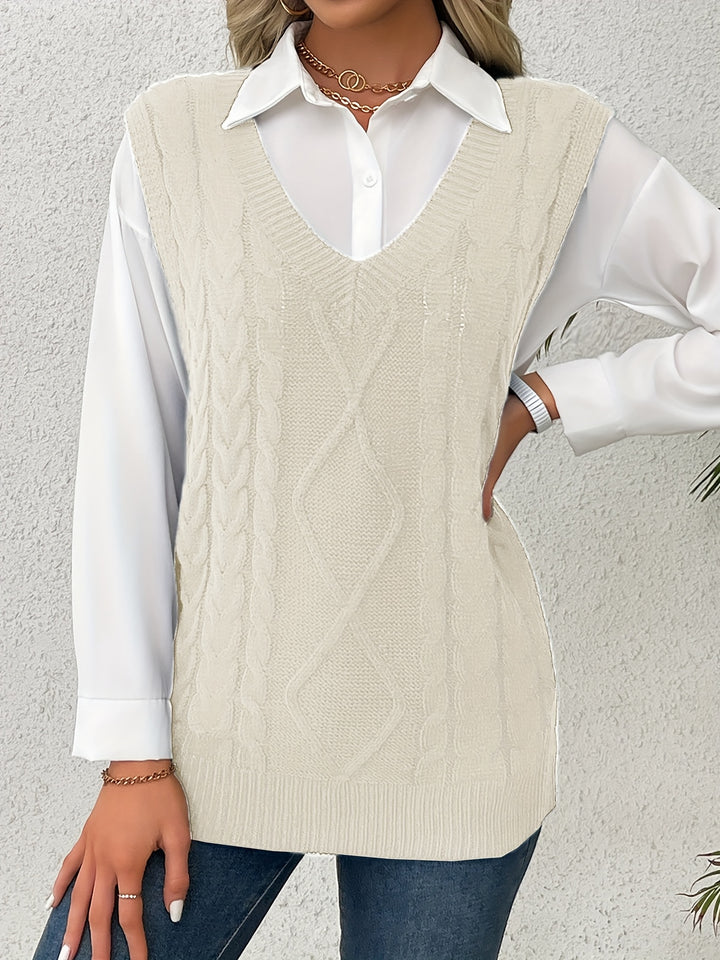 Cambria | Cable-Knit V-Neck Sweater Vest