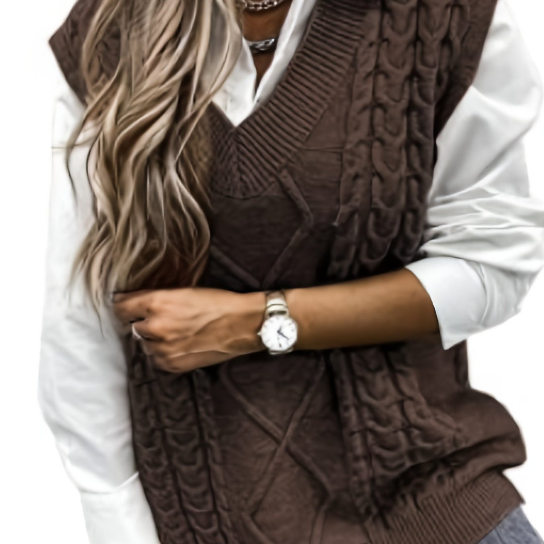 Cambria | Cable-Knit V-Neck Sweater Vest