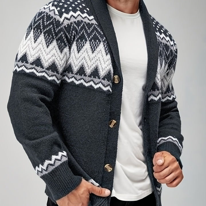 Silas | Nordic-Pattern Shawl Cardigan