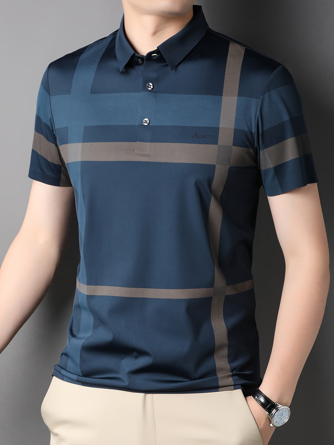 Rylan | Men's Plaid Lapel Short Sleeve Shirt