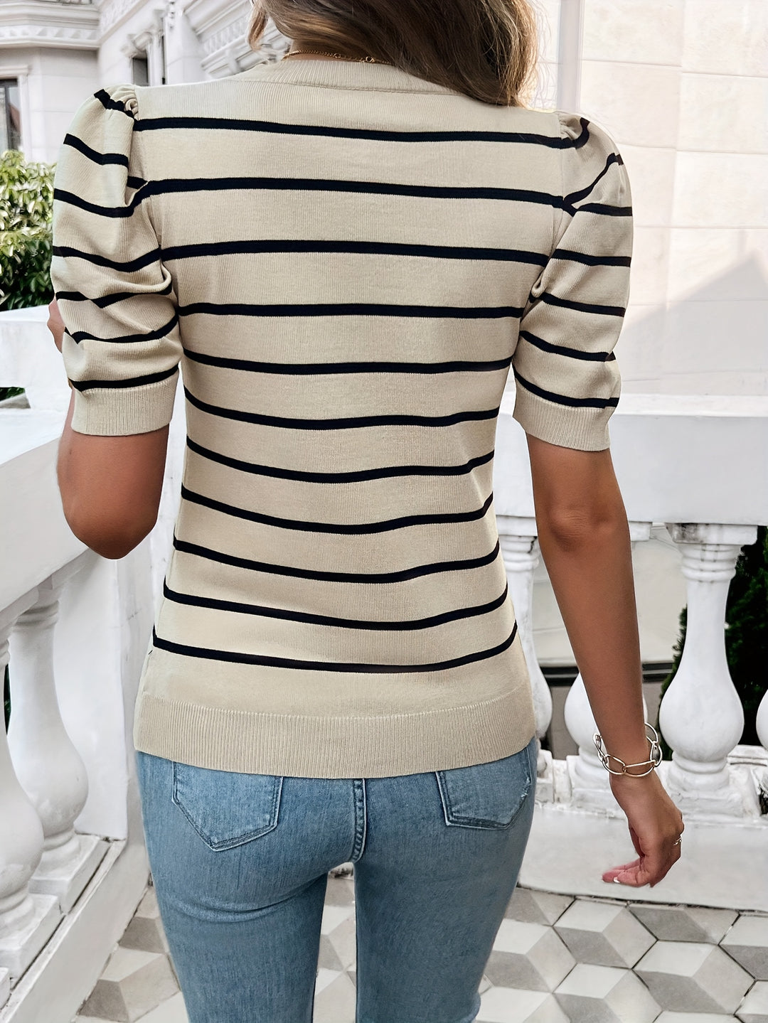 Gwendolyn | Striped Puff-Sleeve Top