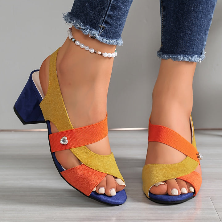 Elowen | Colour-Block Block Heel Sandals