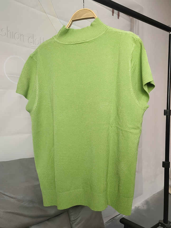 Marguerite | Refined Mock-Neck Short Sleeve Top