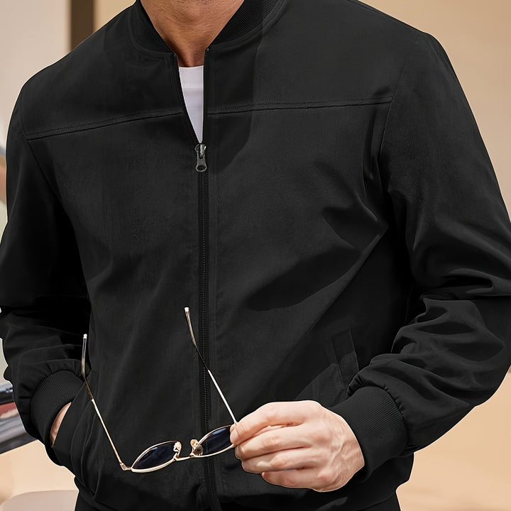 Flint | Men's Zip-Up Bomber Jacket with Stand Collar