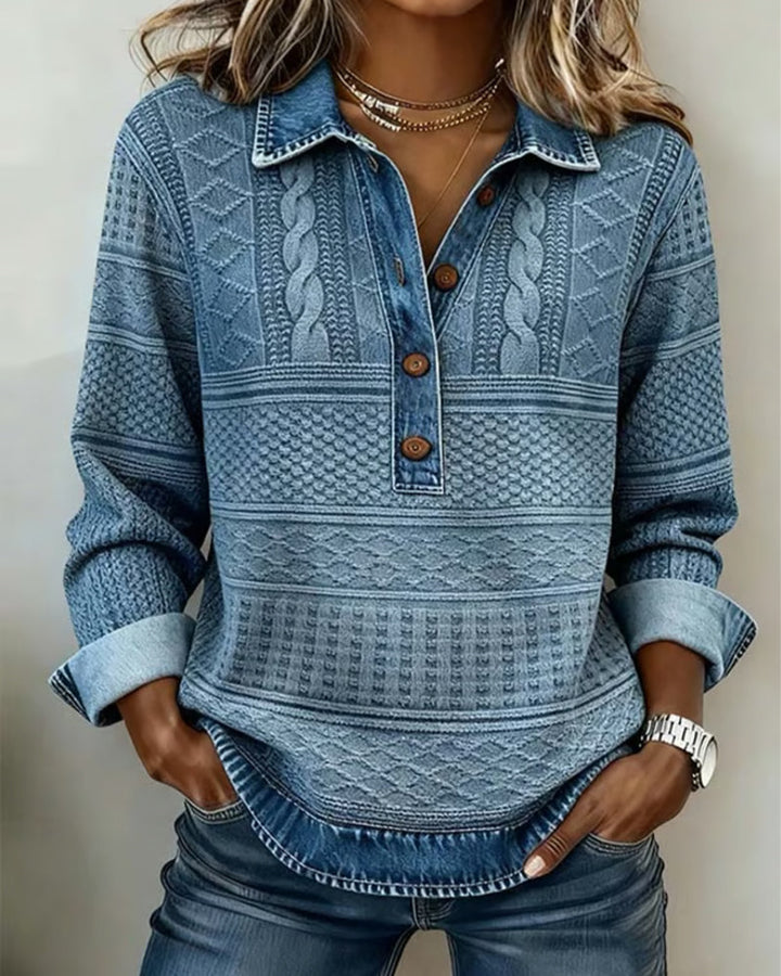 Delphina | Textured Collared Pullover