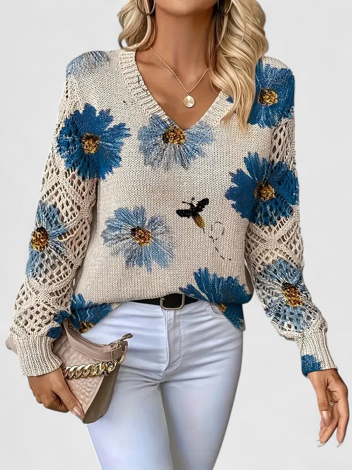 Nell | Floral V-Neck Sweater