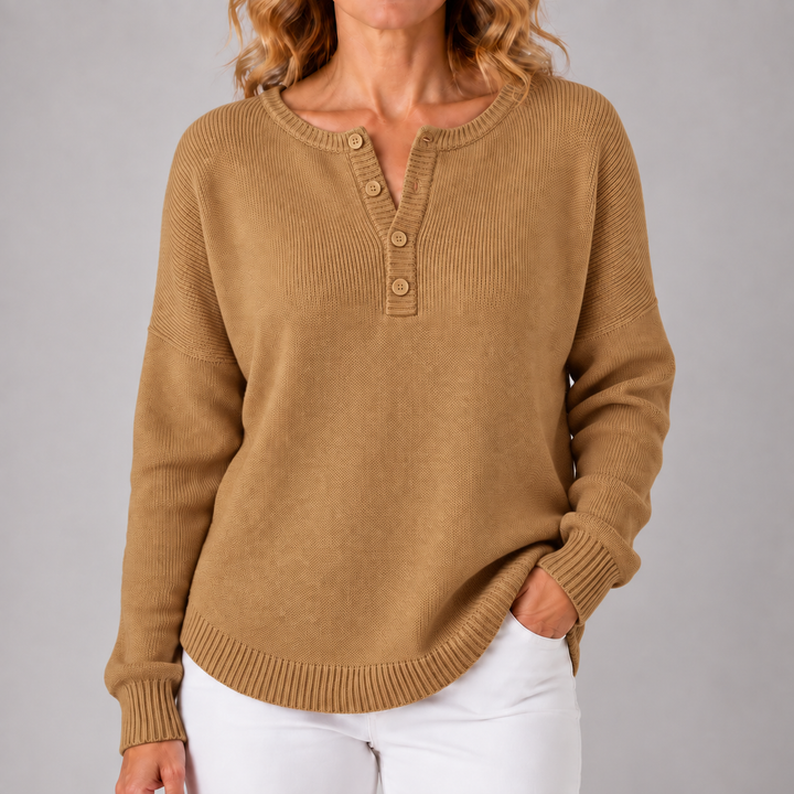 Carol | Classic Button Henley Sweater