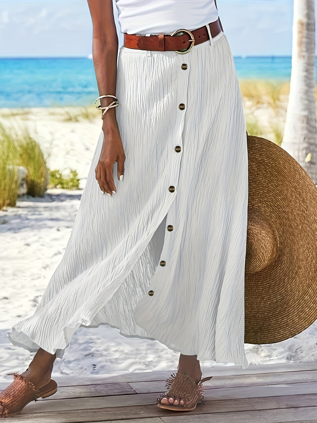 Diane | Button-Front A-Line Maxi Skirt
