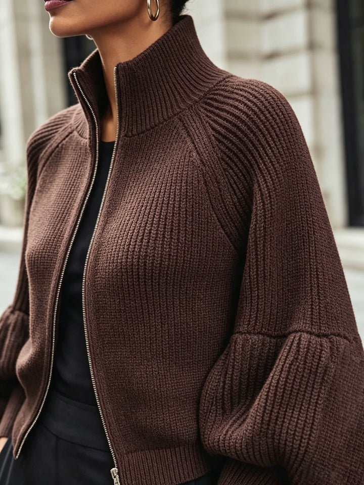 Margery | Sculpted Zip-Up Cardigan