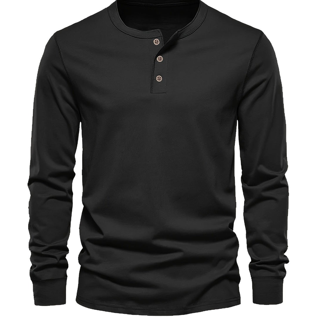 Seth | Men's Long Sleeve Cotton Henley