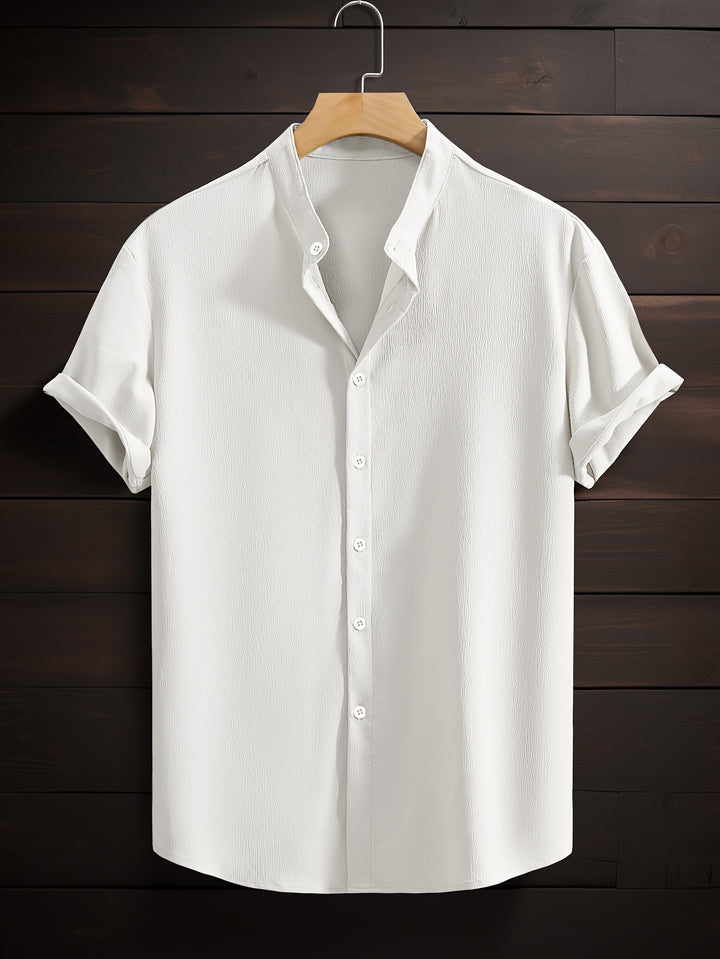 Harlan | Men's Textured Stand Collar Short Sleeve Shirt