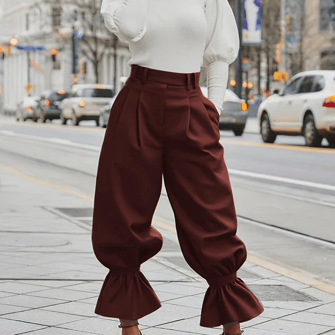 Tamsin | High-Waist Ruffle-Hem Lantern Trousers