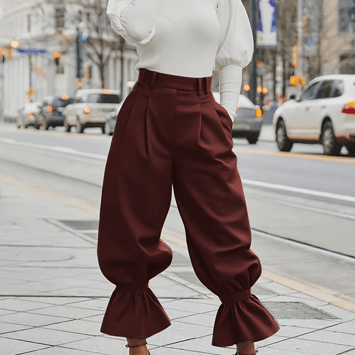 Tamsin | High-Waist Ruffle-Hem Lantern Trousers