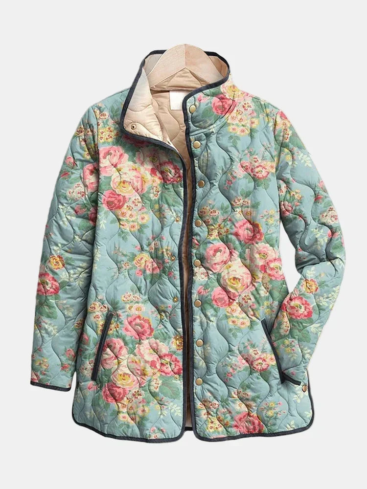 Faye | Quilted Floral Stand-Collar Jacket