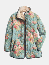 Faye | Quilted Floral Stand-Collar Jacket