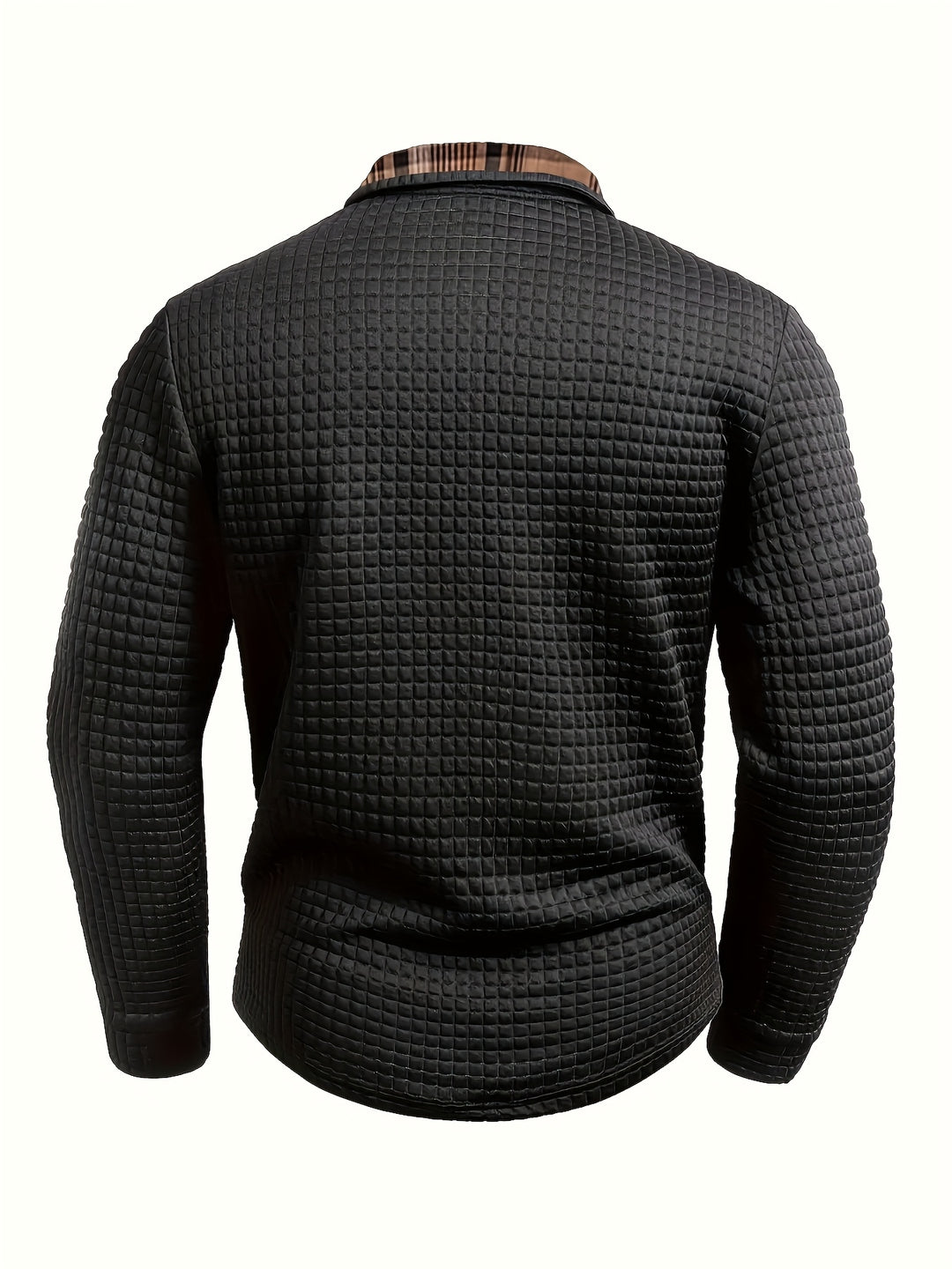 Perry | Men's Waffle Knit Plaid Collar Polo