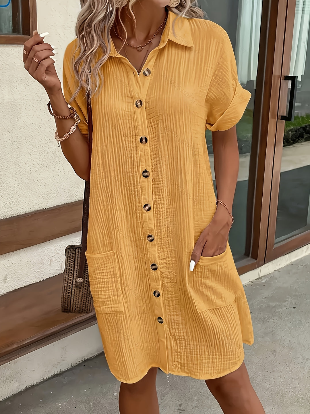 Estelle | Relaxed Button-Front Shirt Dress