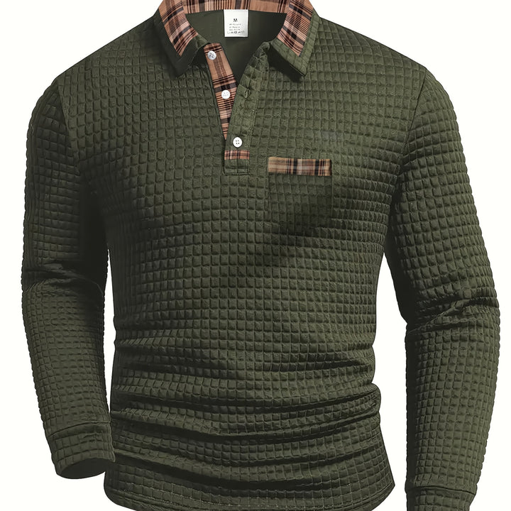 Perry | Men's Waffle Knit Plaid Collar Polo