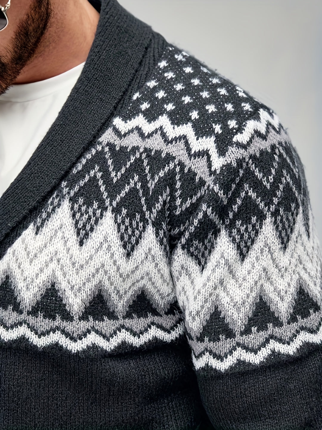 Silas | Nordic-Pattern Shawl Cardigan