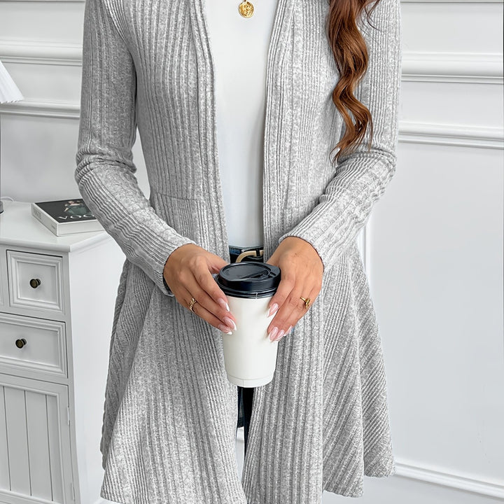 Marianne | Ribbed Longline Open-Front Cardigan