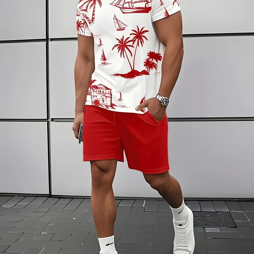 Miller | Men's Palm Print Shirt & Shorts Set