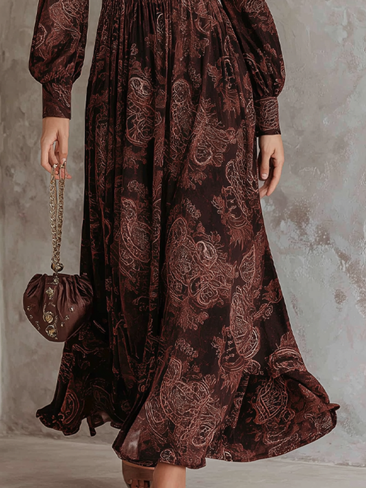 Gwendolyn | Paisley Zip-Waist Maxi Dress