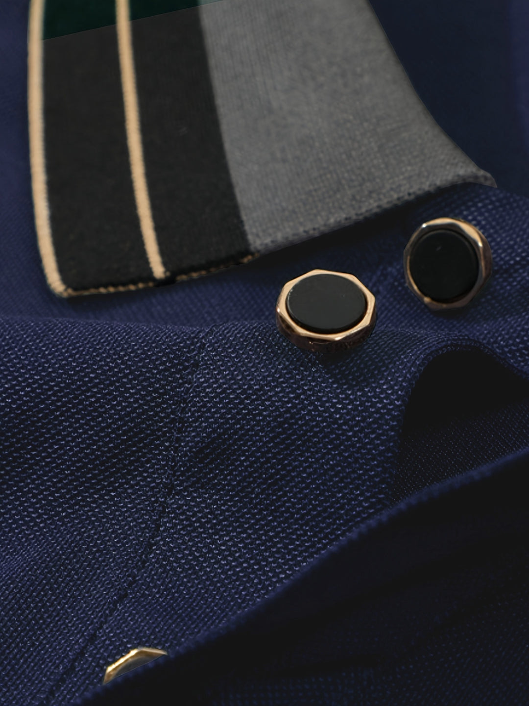 Whitmore | Men's Jacquard Collar Navy Polo