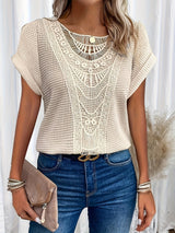 Celia | Crochet-Trim Round Neck Top