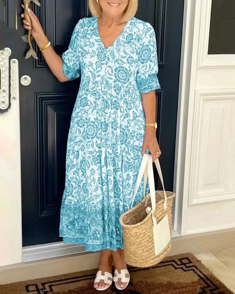 Maeve | Graceful V-Neck Floral Dress