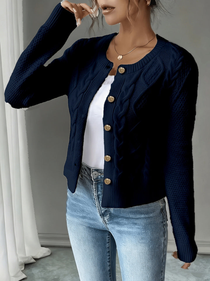 Eleanor | Cable-Knit Button-Front Cardigan