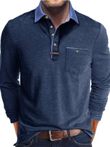 Joel | Men's Contrast Collar Long Sleeve Polo