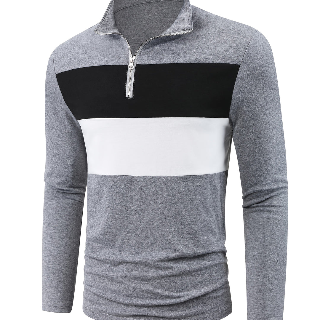 Spencer | Color-Block Quarter-Zip Polo Shirt