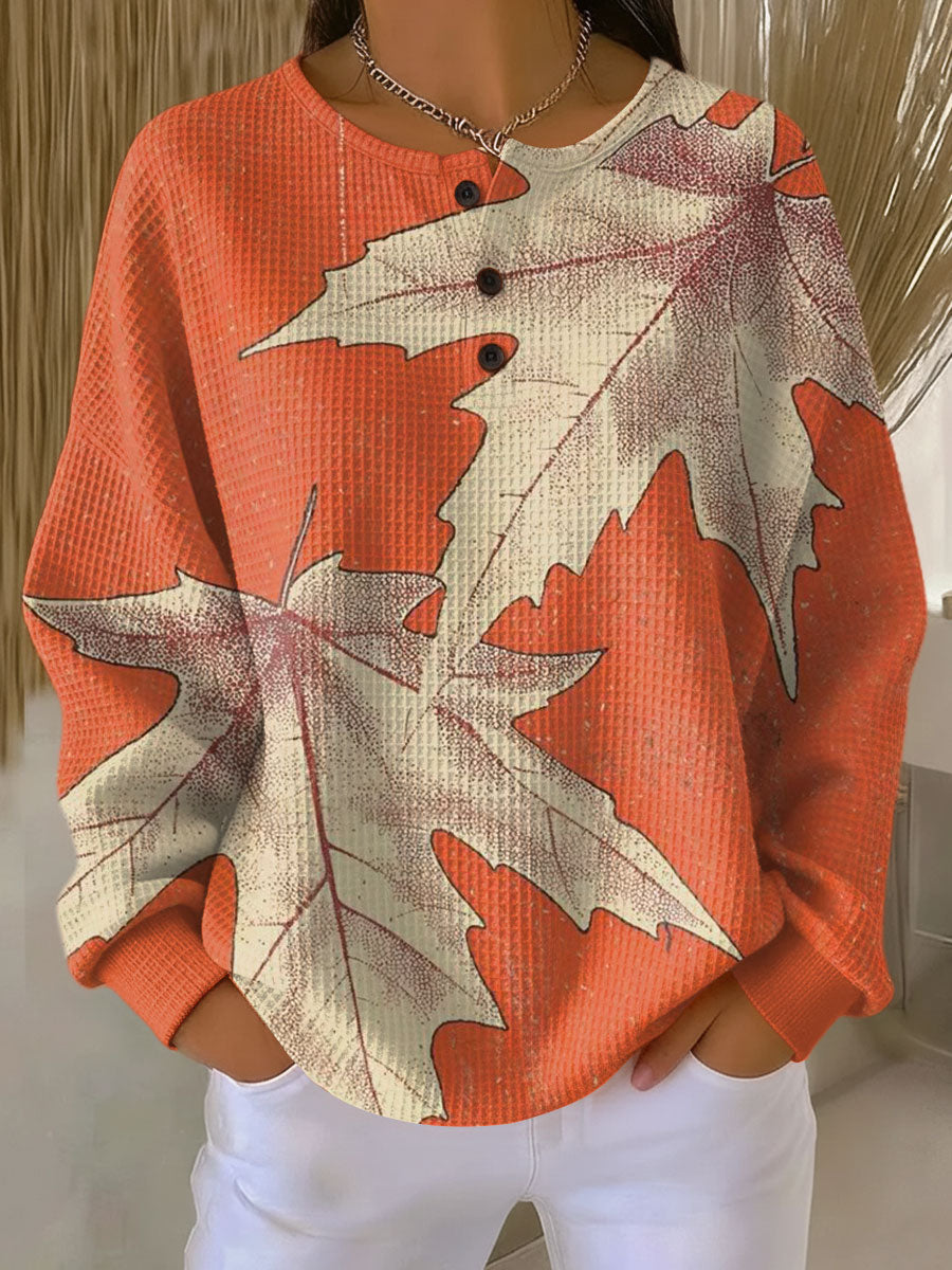 Siennah | Autumn Leaf Waffle Sweater