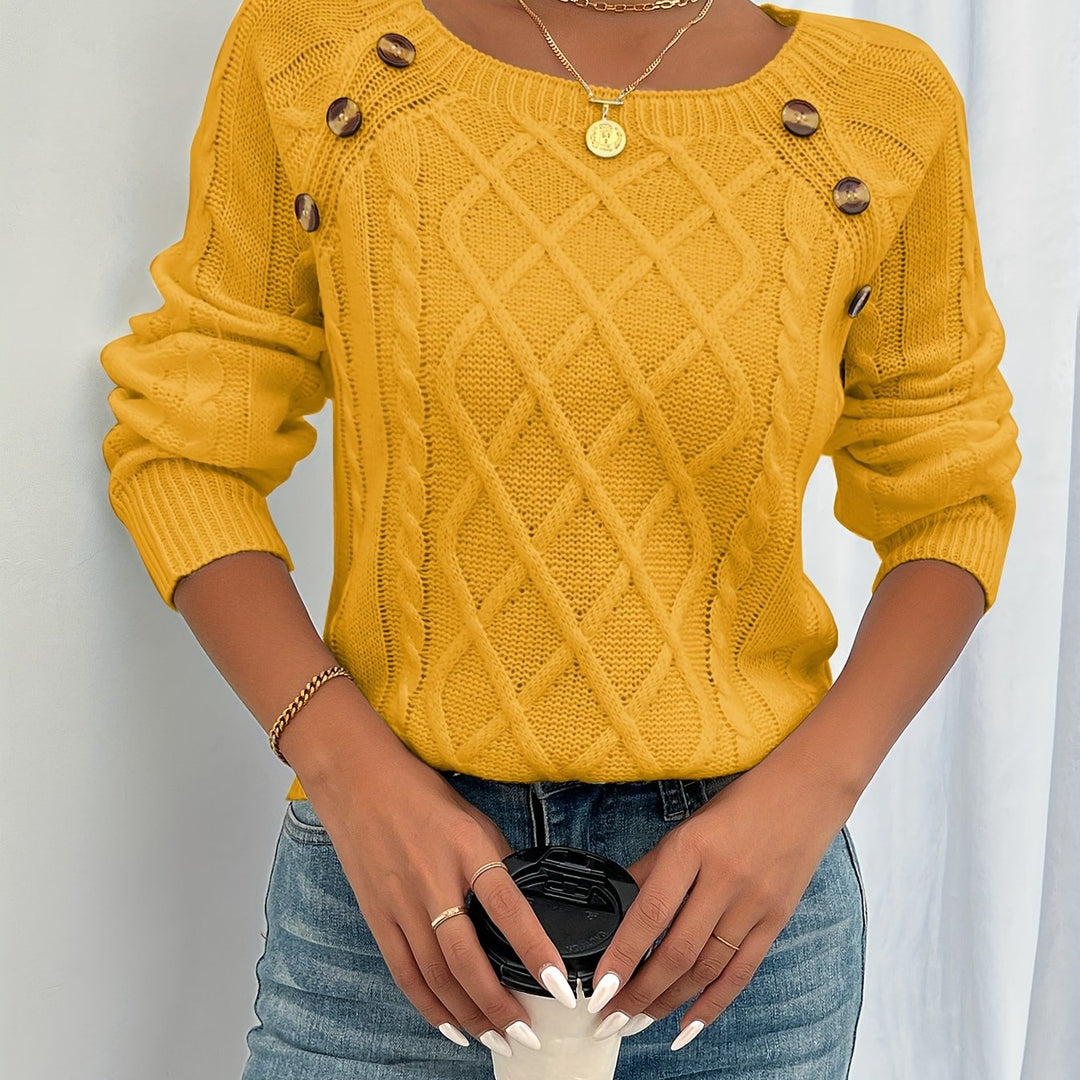 Genevieve | Cable-Textured Button Sweater