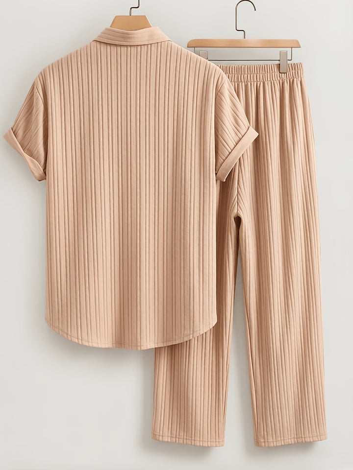 Patrick | Men's Textured Short Sleeve Shirt & Trouser Set