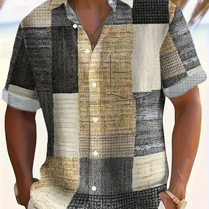 Gable | Men's Coloured Geometric Short Sleeve Shirt