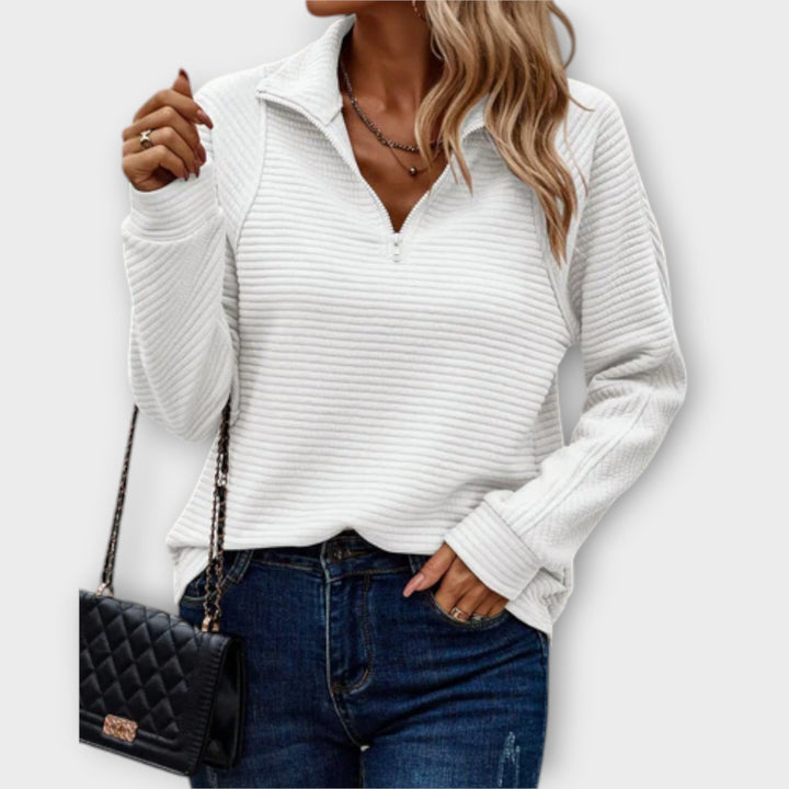 Annika | Textured Quarter-Zip Sweater