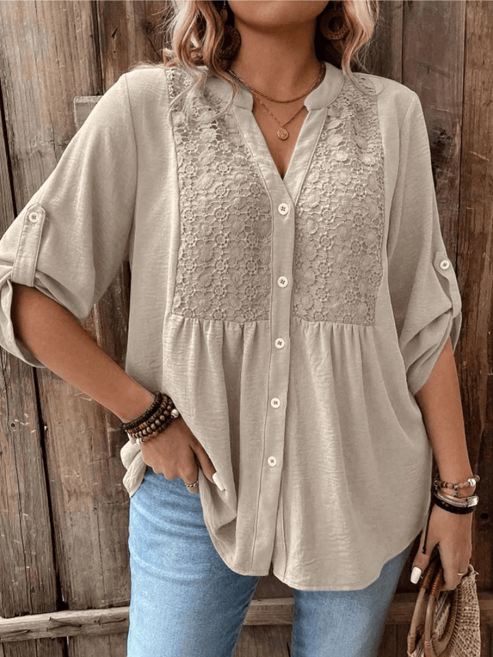 Tilda | Lace-Trimmed Button Blouse