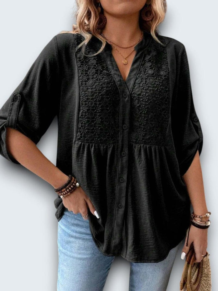 Tilda | Lace-Trimmed Button Blouse