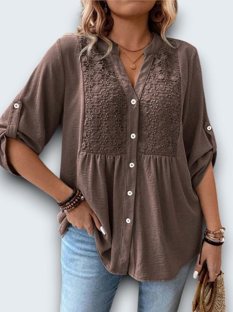 Tilda | Lace-Trimmed Button Blouse